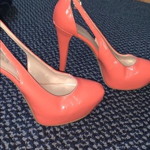 Peach colored high heels